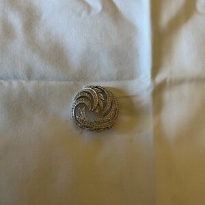 Polcini VTG Silver-Tone Swirl Rhinestone Brooch